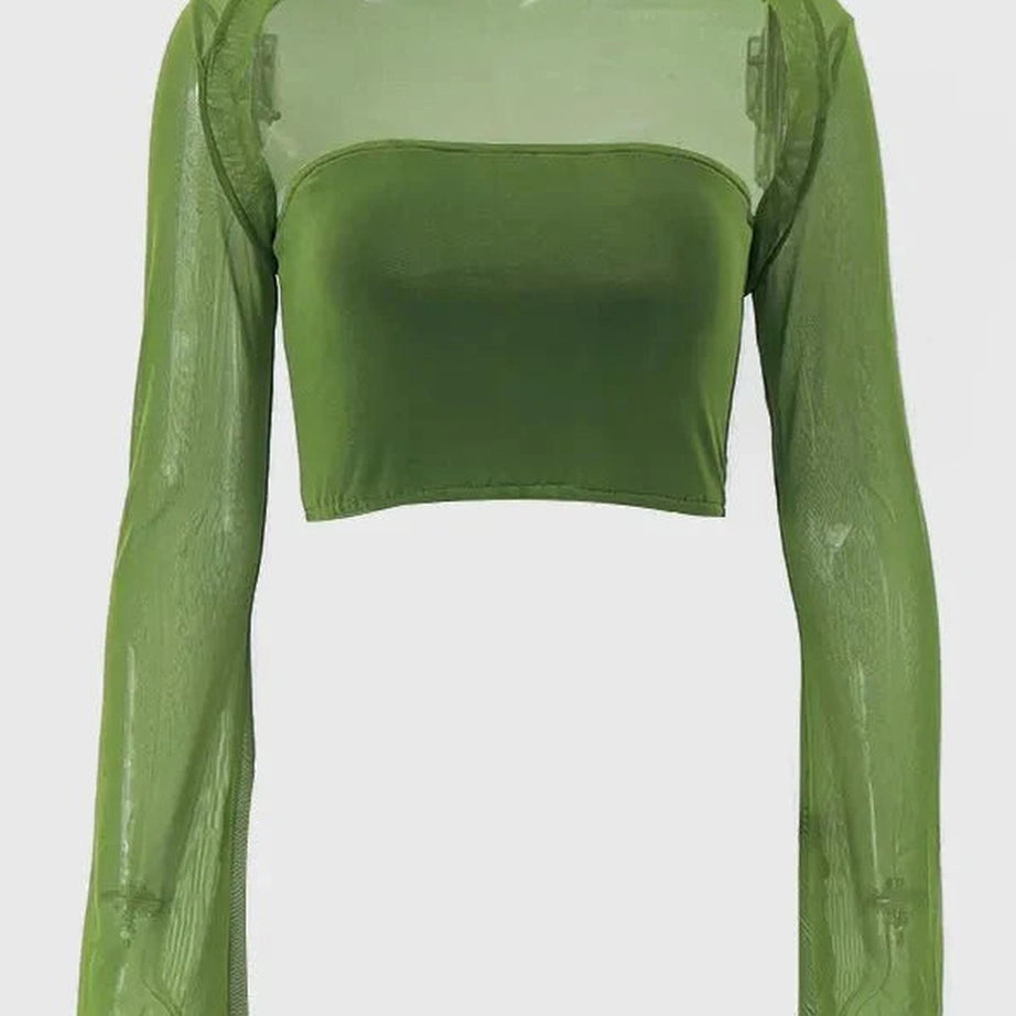 Y2k Green Sheer Shawl & Tank Set