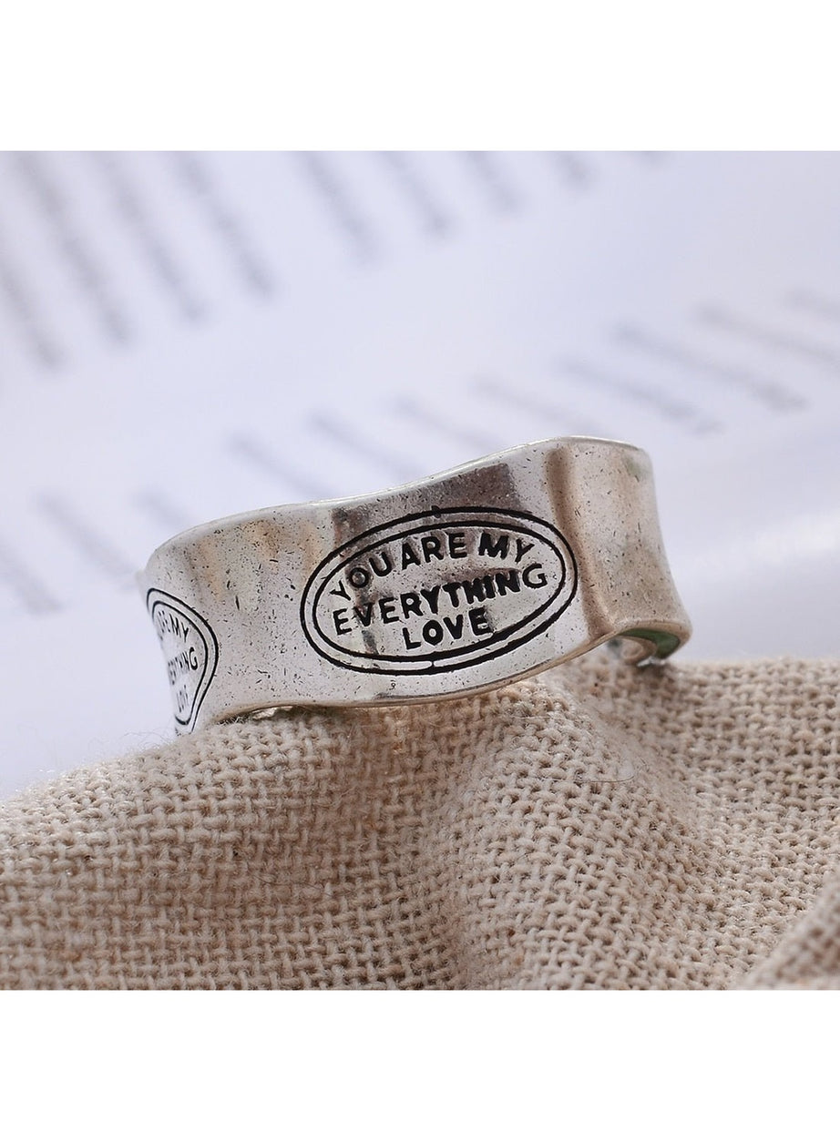 Y2k Green Stripe Letter Ring