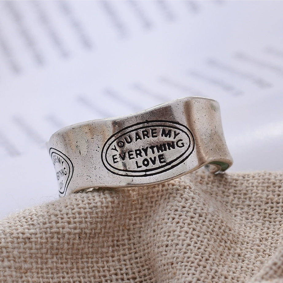 Y2k Green Stripe Letter Ring
