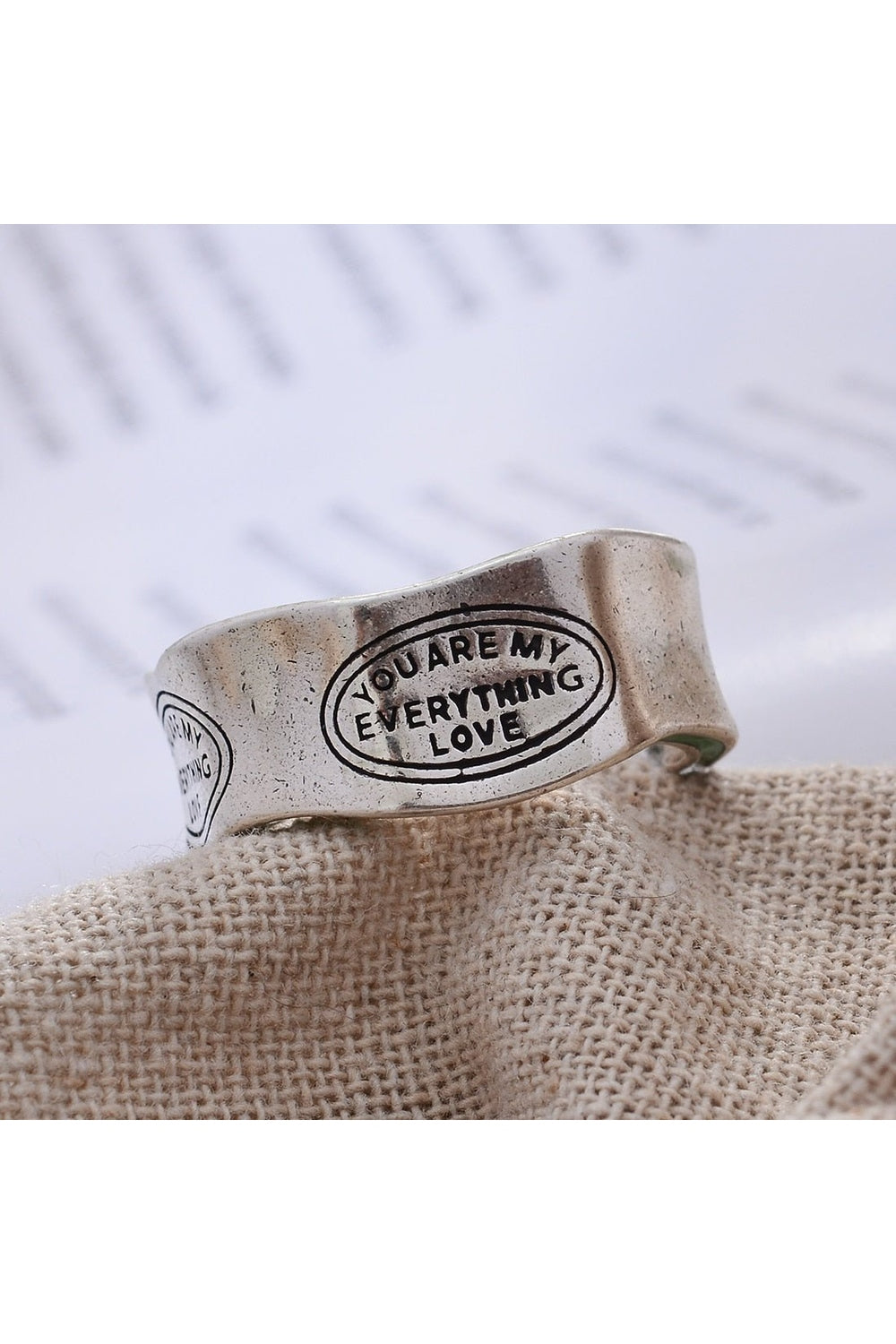Y2k Green Stripe Letter Ring