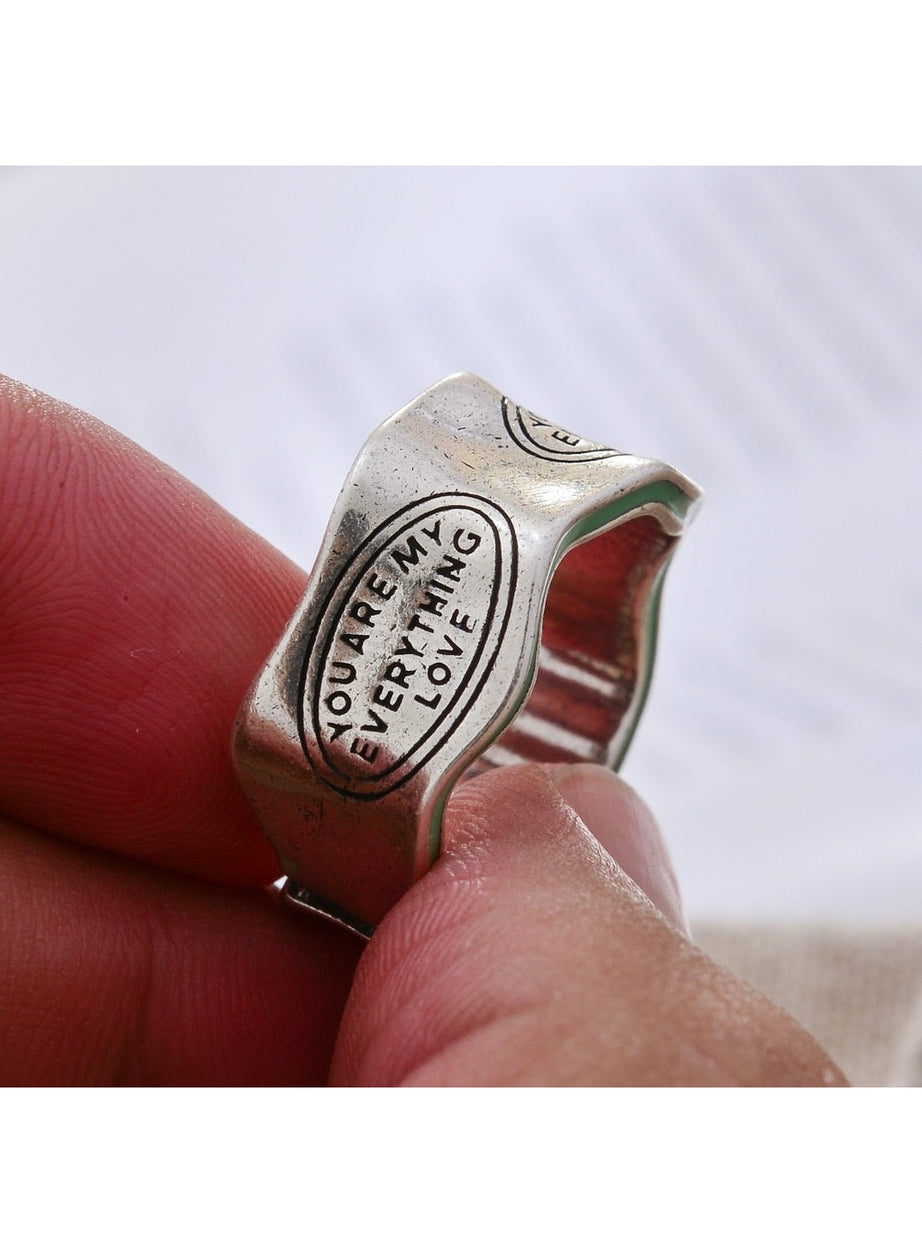 Y2k Green Stripe Letter Ring