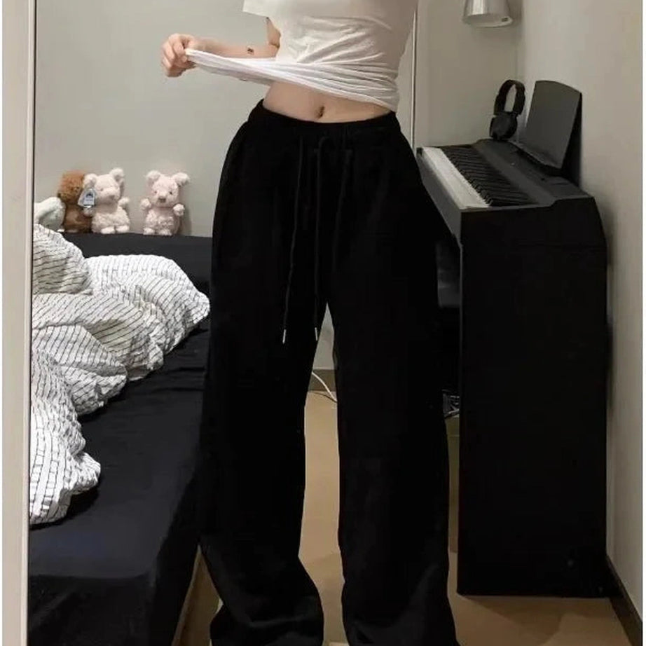 Y2k Grey Casual Wide Joggers