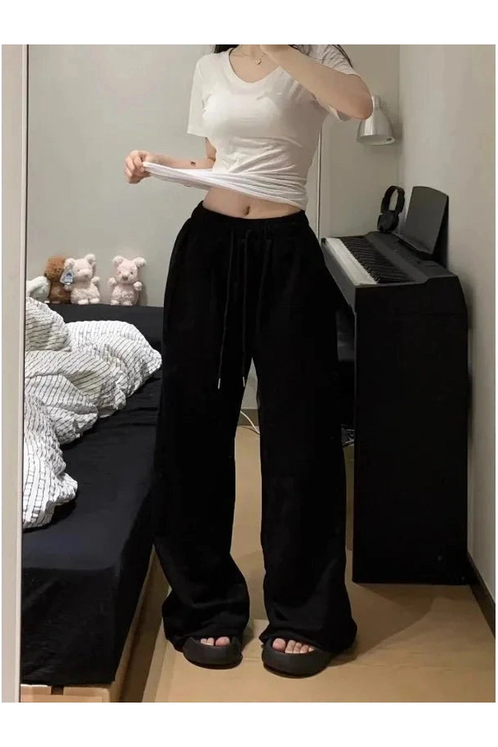 Y2k Grey Casual Wide Joggers