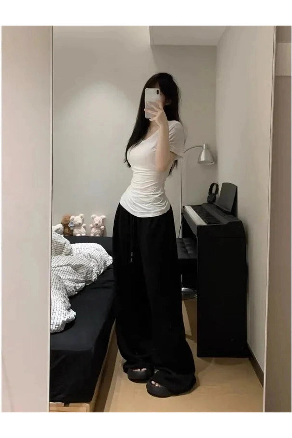 Y2k Grey Casual Wide Joggers