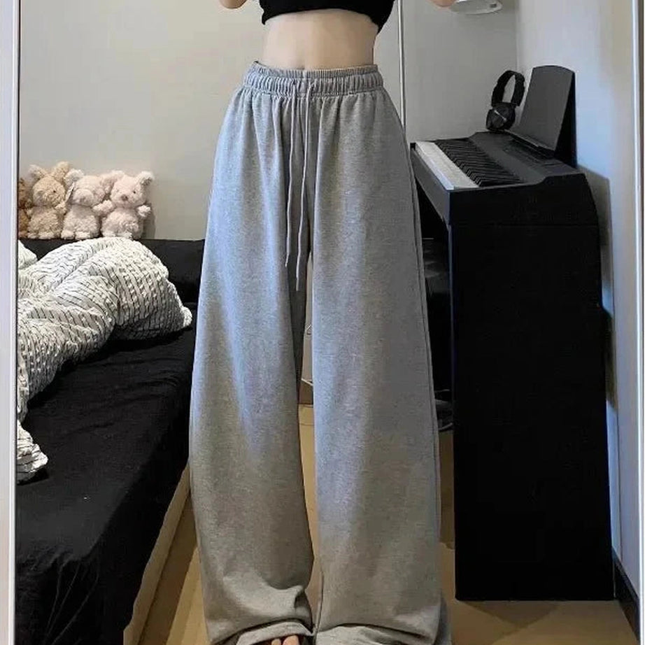 Y2k Grey Casual Wide Joggers