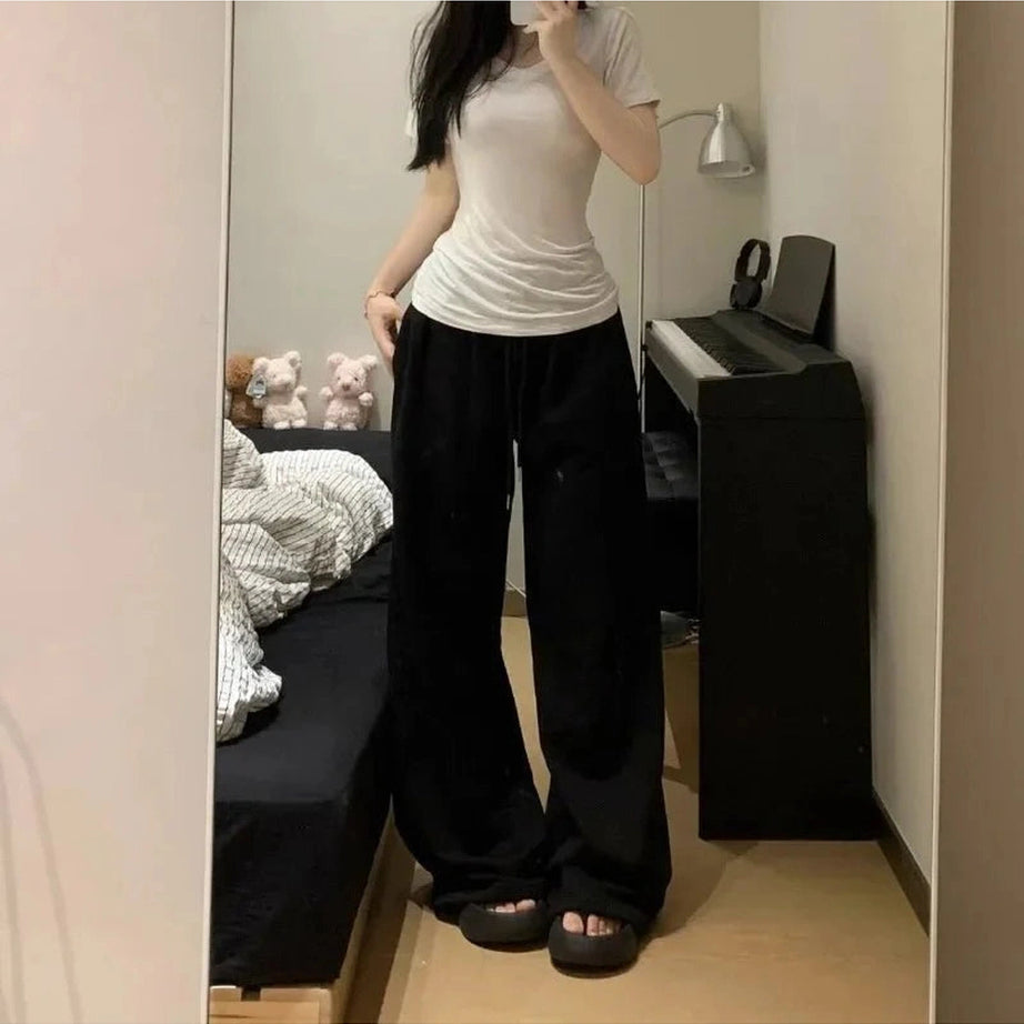 Y2k Grey Casual Wide Joggers