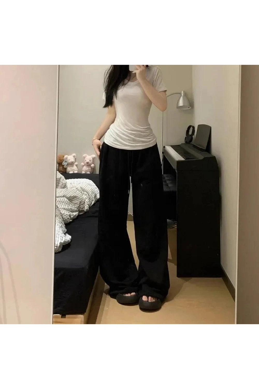 Y2k Grey Casual Wide Joggers