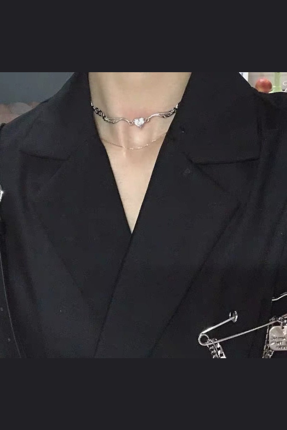 Y2k Grunge Aesthetic Heart Crystal Necklace