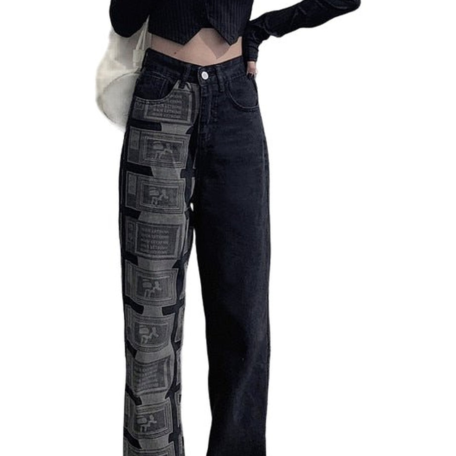 Y2k Grunge Black High Waist Jeans