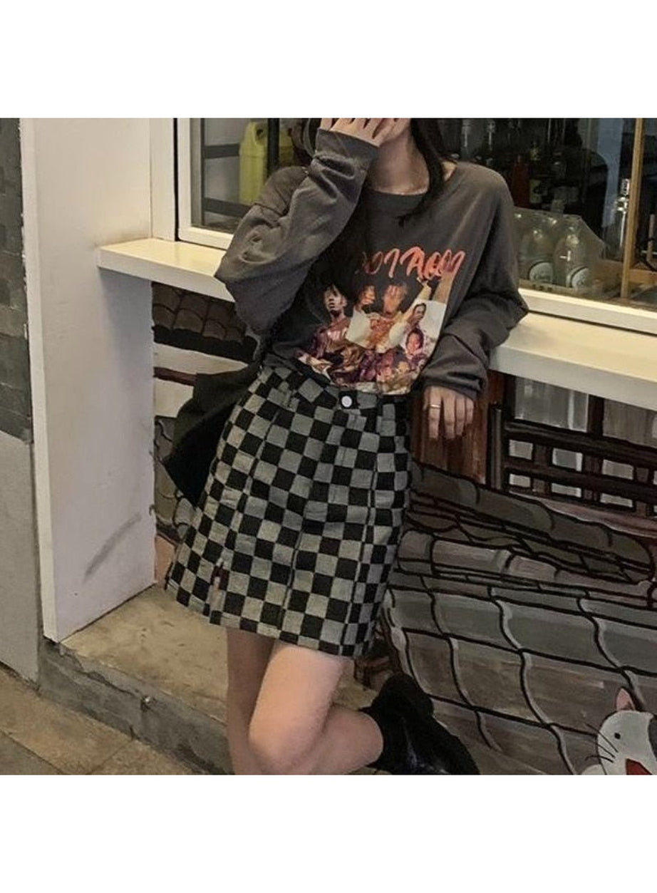 Y2k Grunge Checkered Mini Skirt