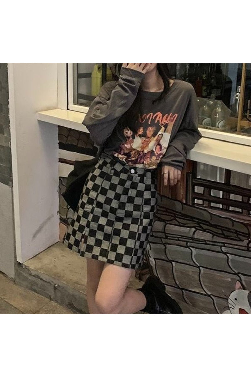 Y2k Grunge Checkered Mini Skirt