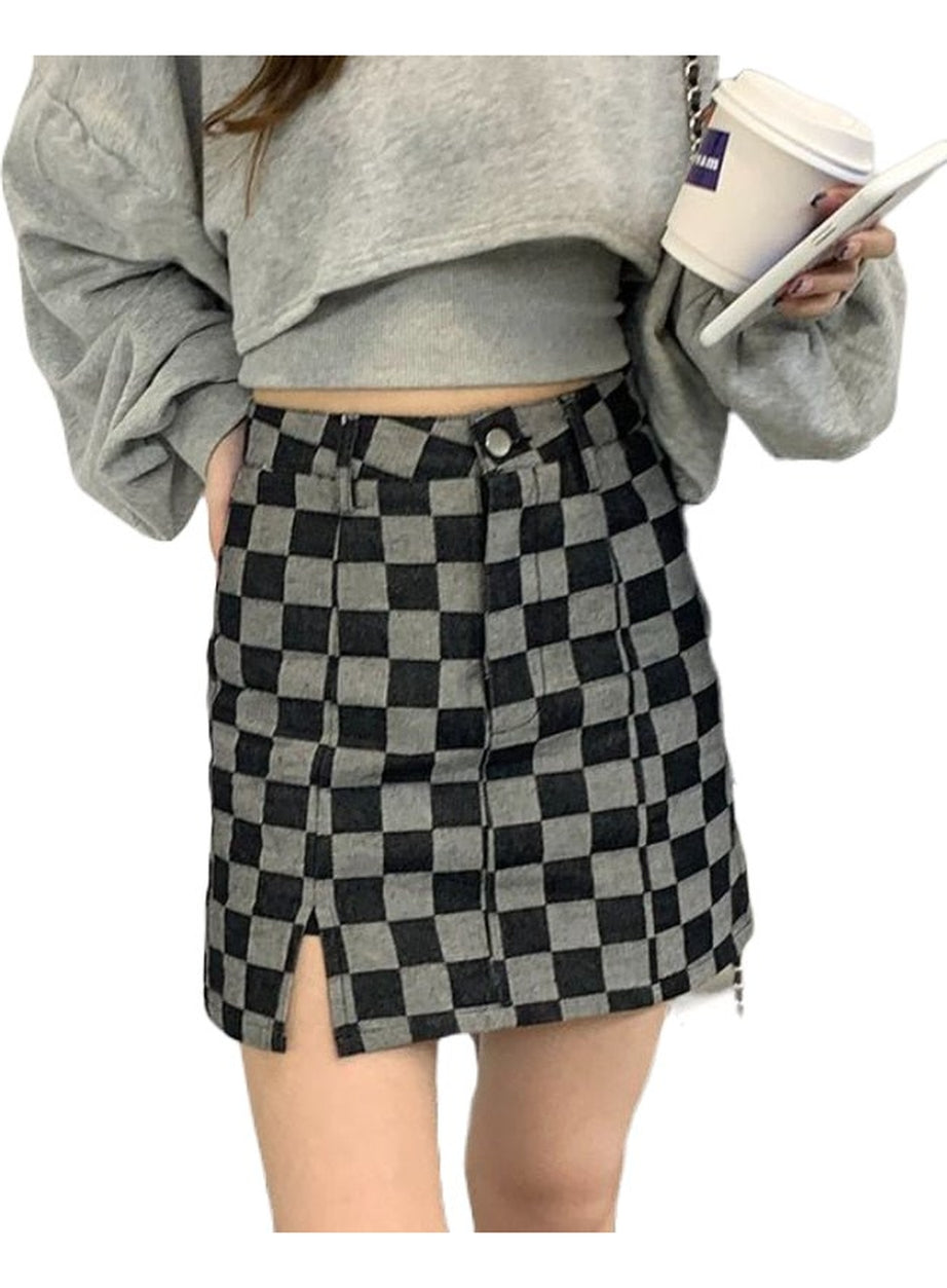 Y2k Grunge Checkered Mini Skirt