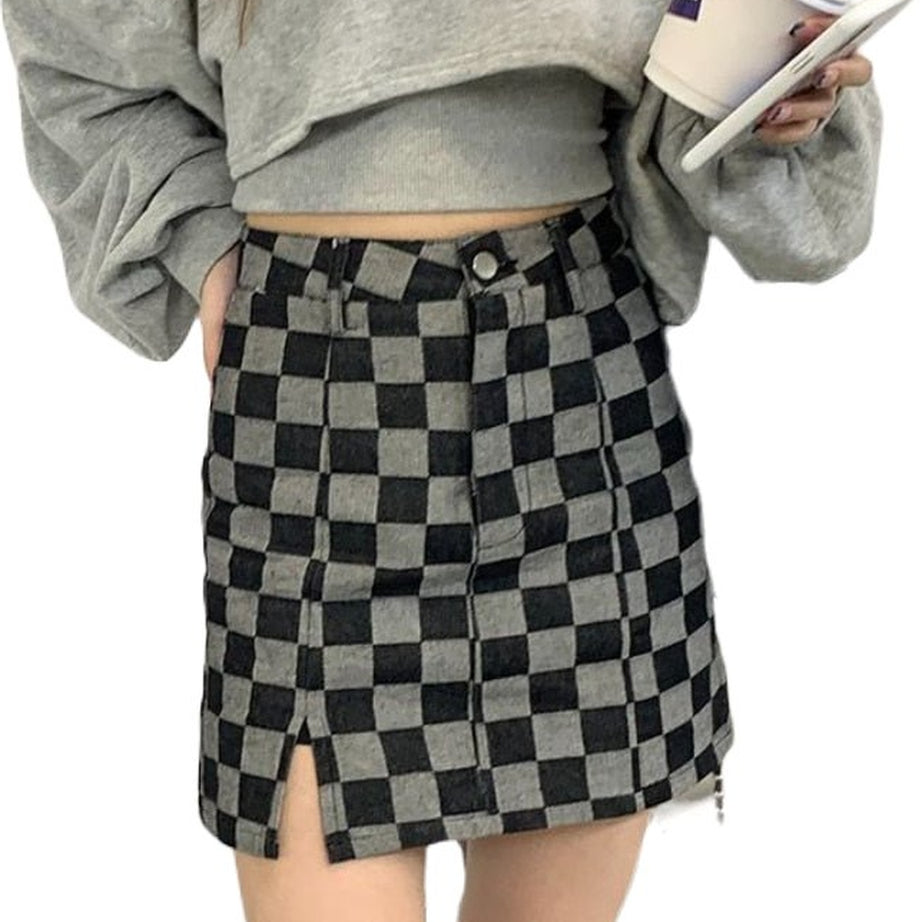 Y2k Grunge Checkered Mini Skirt