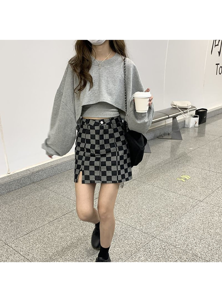 Y2k Grunge Checkered Mini Skirt