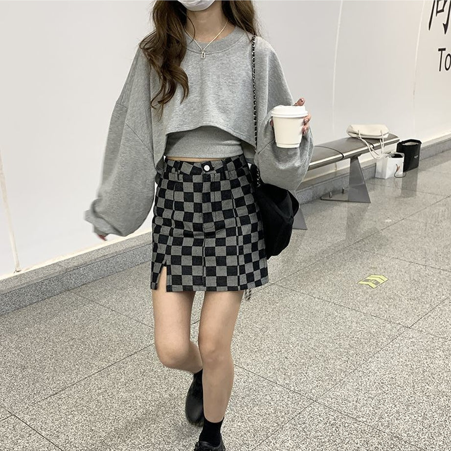 Y2k Grunge Checkered Mini Skirt