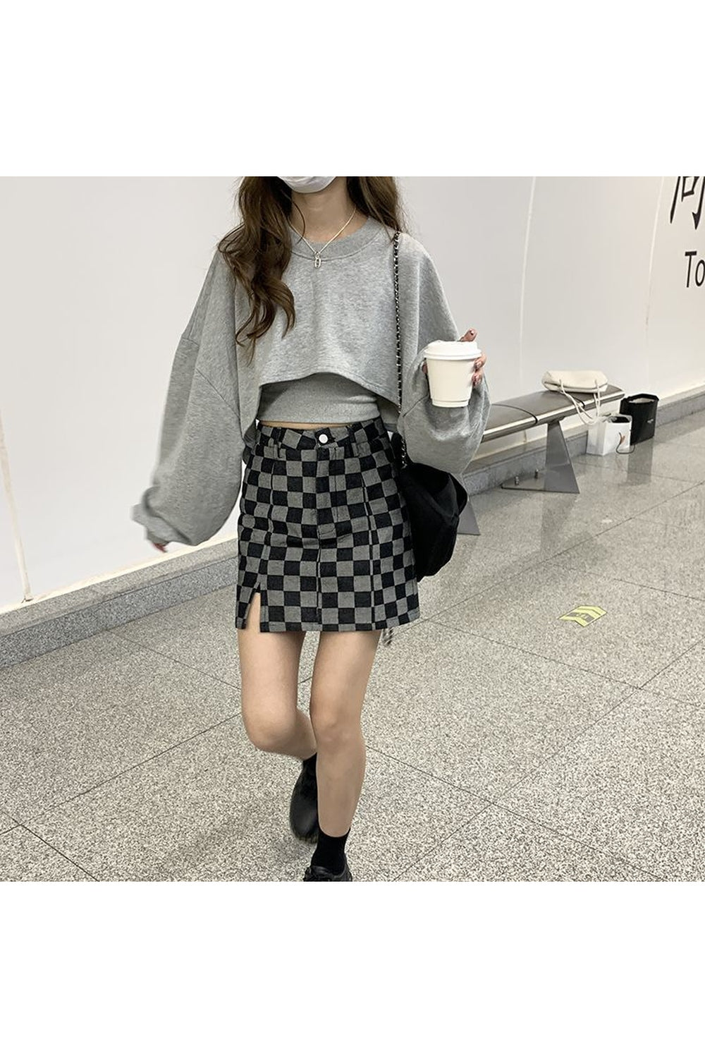 Y2k Grunge Checkered Mini Skirt