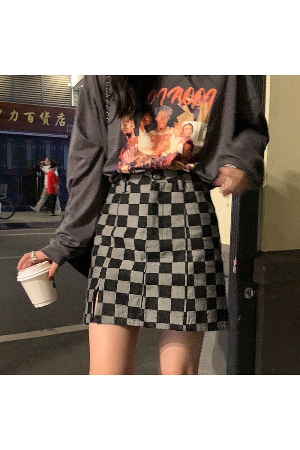 Y2k Grunge Checkered Mini Skirt