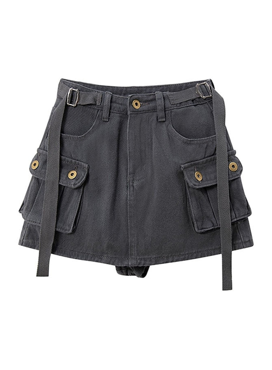 Y2k Grunge Grey Mini Skirt
