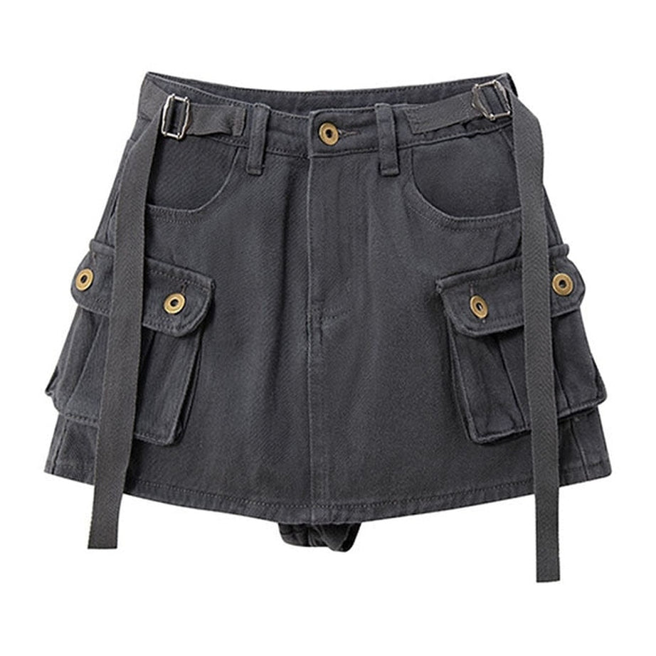 Y2k Grunge Grey Mini Skirt