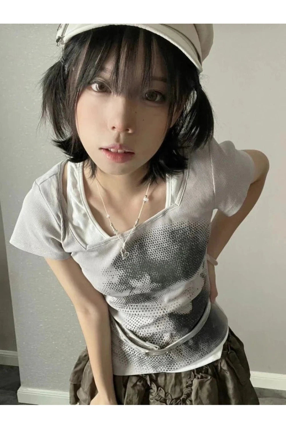 Y2k Grunge Layered Print T-Shirt