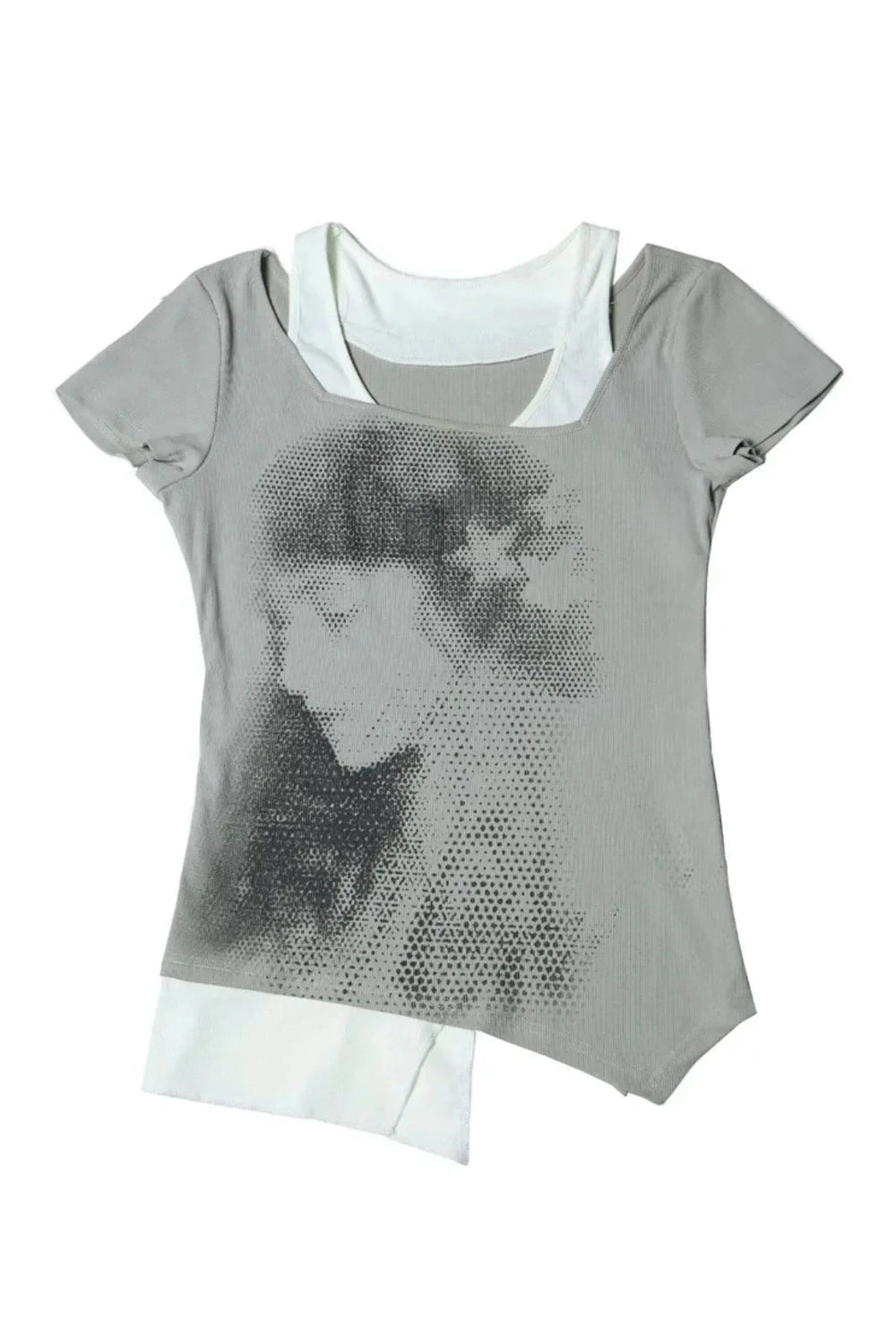 Y2k Grunge Layered Print T-Shirt