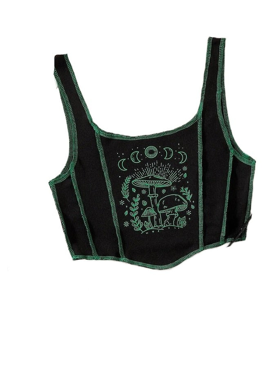 Y2k Grunge Mushrooms Crop Top