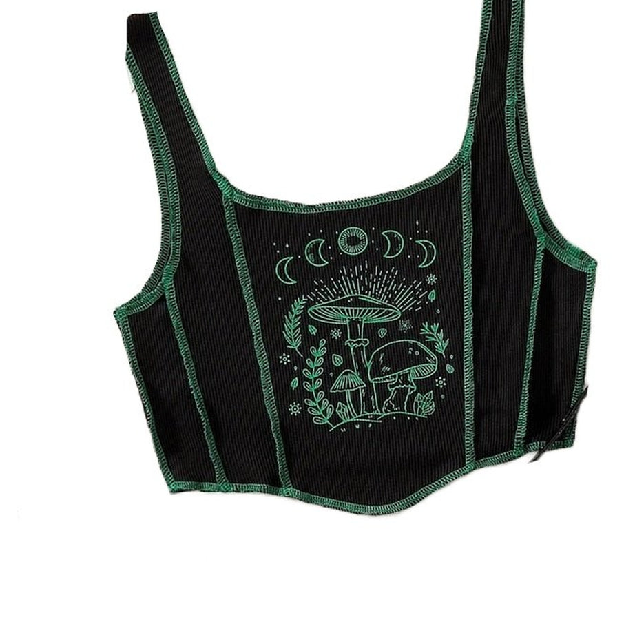 Y2k Grunge Mushrooms Crop Top