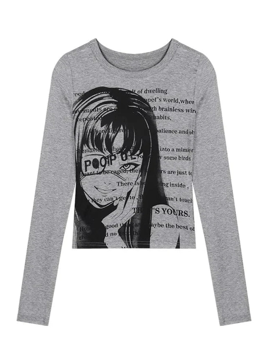 Y2k Grunge Print Crop Top