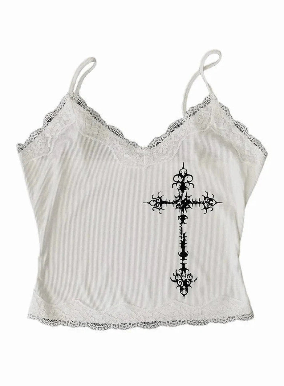 Y2k Grunge Punk Aesthetic Lace Crop Top