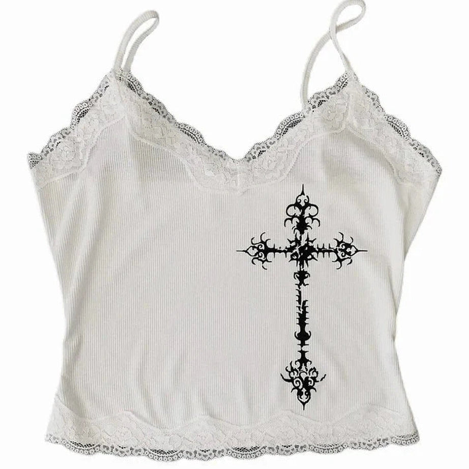 Y2k Grunge Punk Aesthetic Lace Crop Top