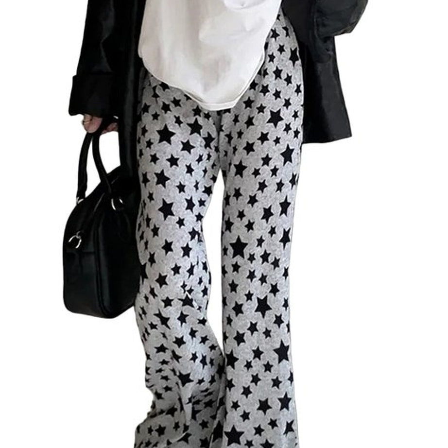 Y2k Grunge Star Print Flare Pants