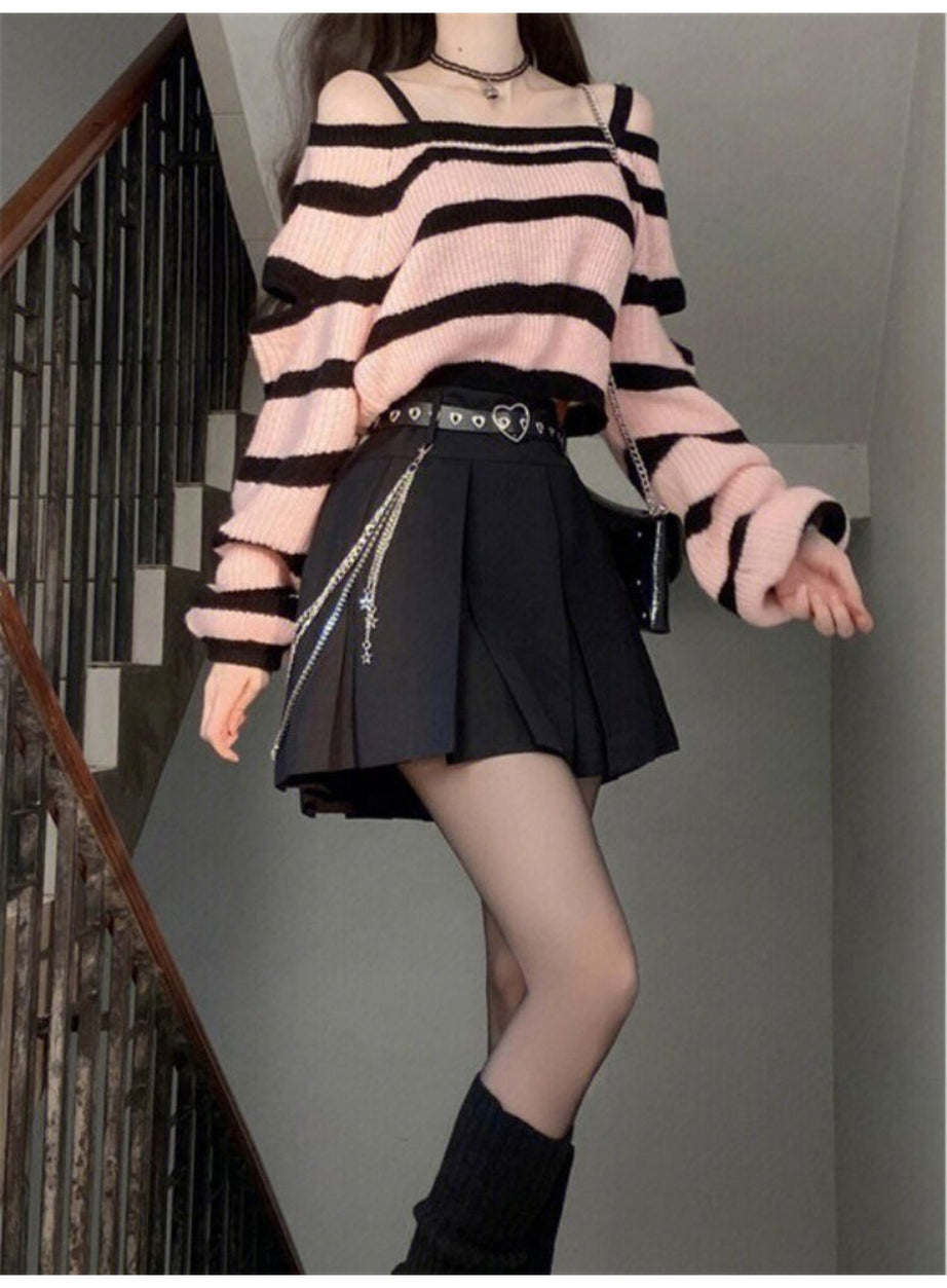 Y2k Grunge Stripe Knit Sweater