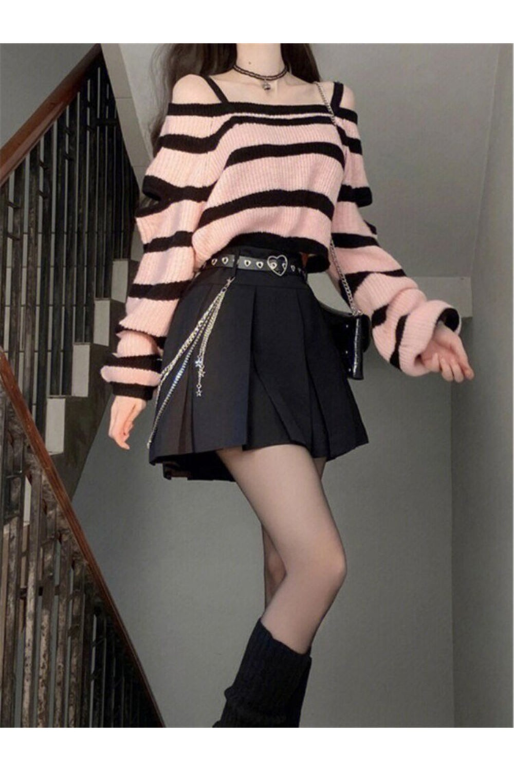 Y2k Grunge Stripe Knit Sweater