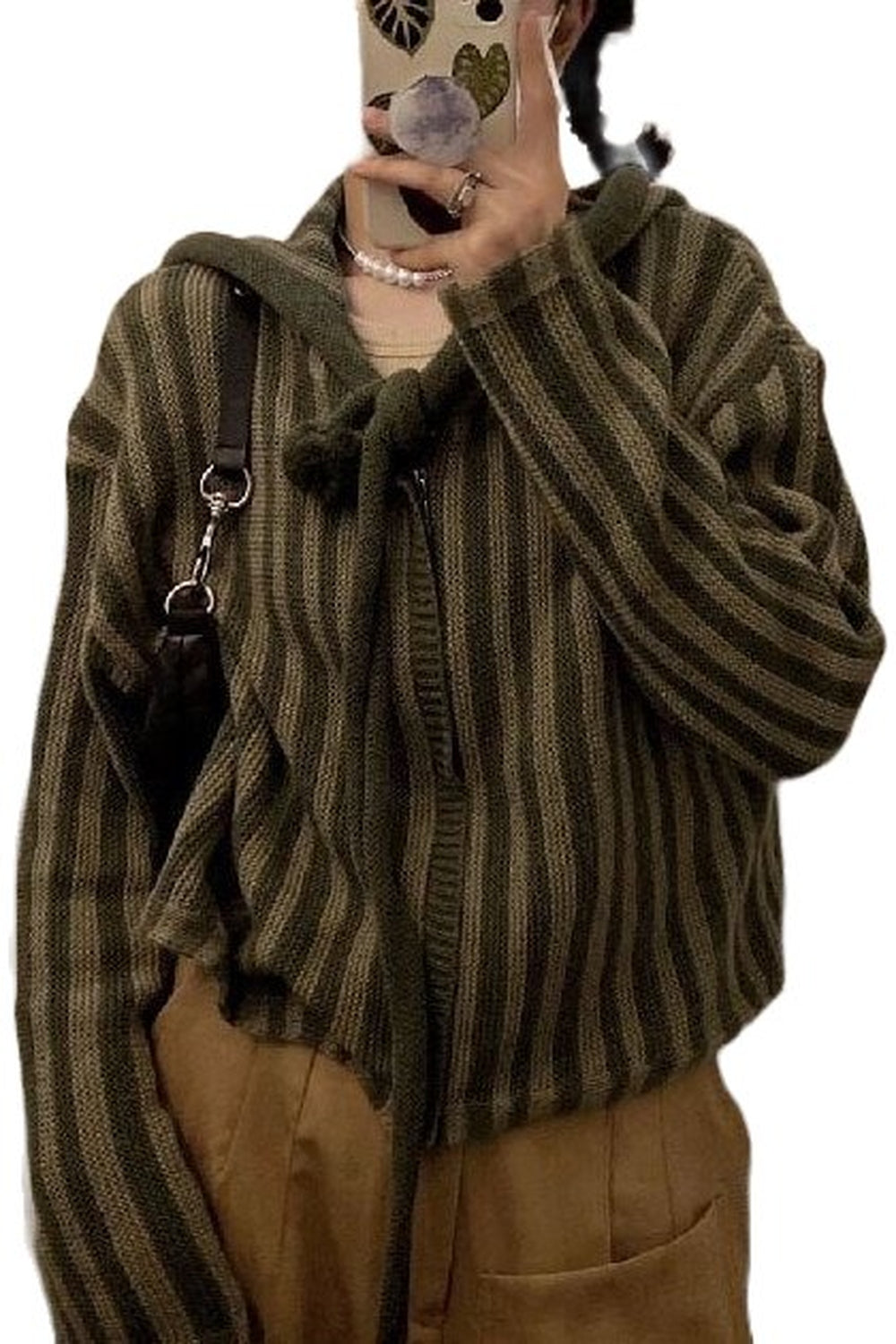 Y2k Grunge Striped Knit Cardigan