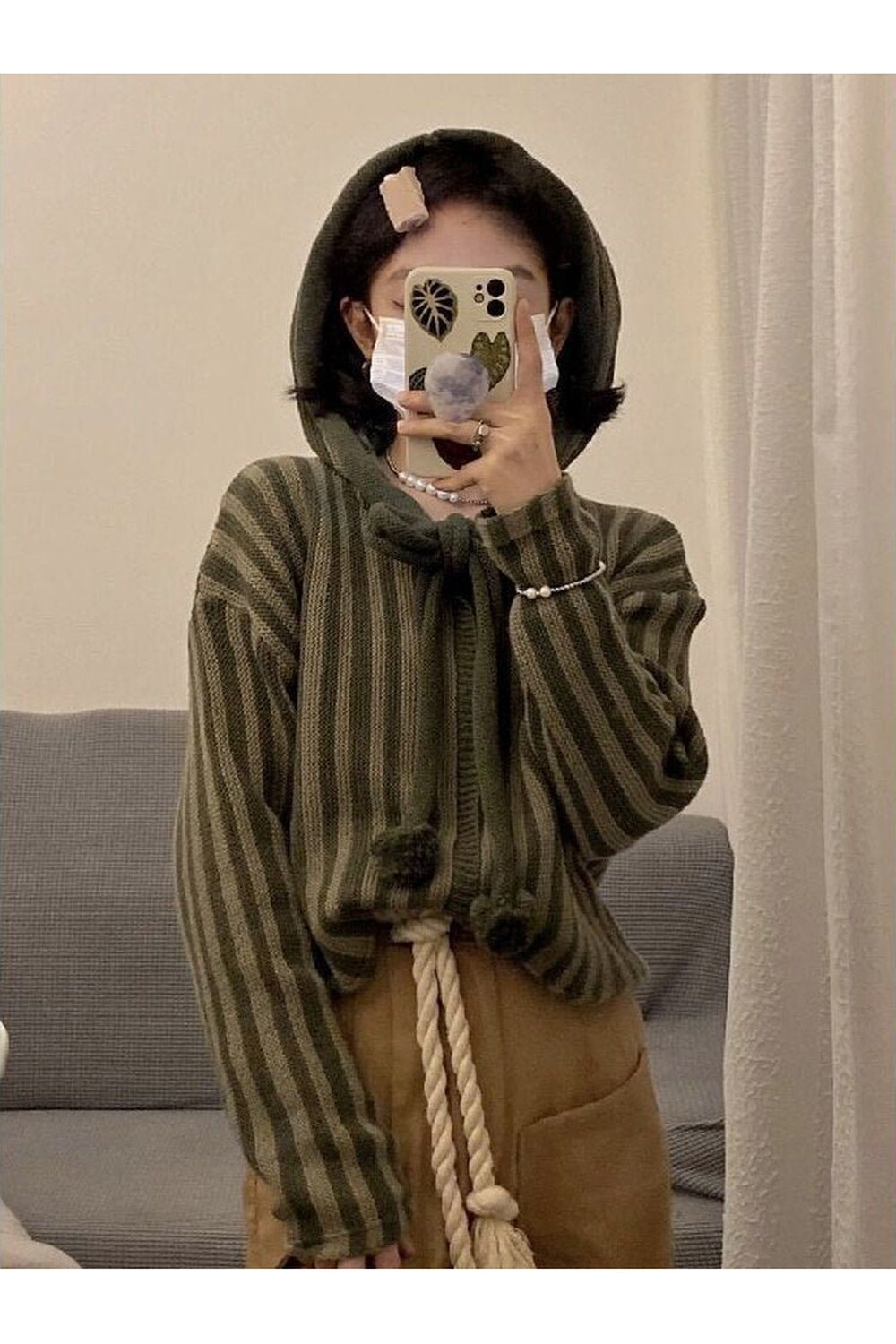 Y2k Grunge Striped Knit Cardigan