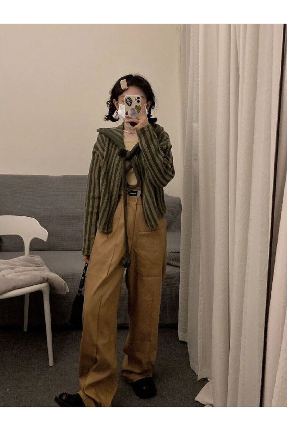 Y2k Grunge Striped Knit Cardigan