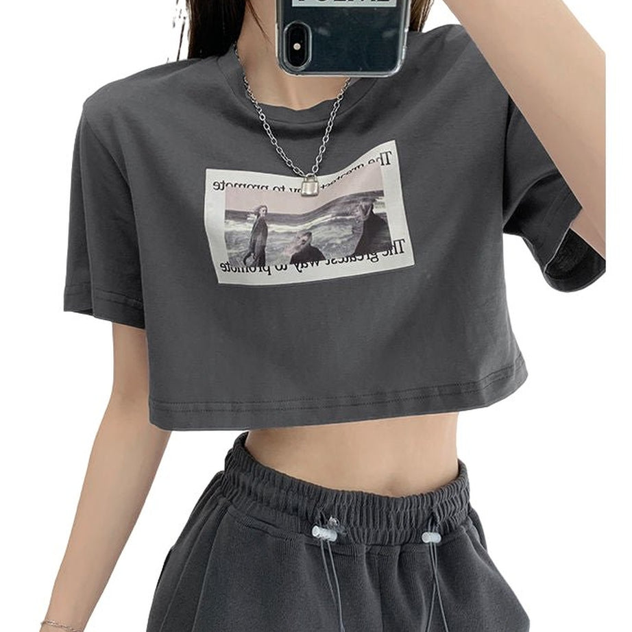 Y2k Acubi Style Cotton Crop Top