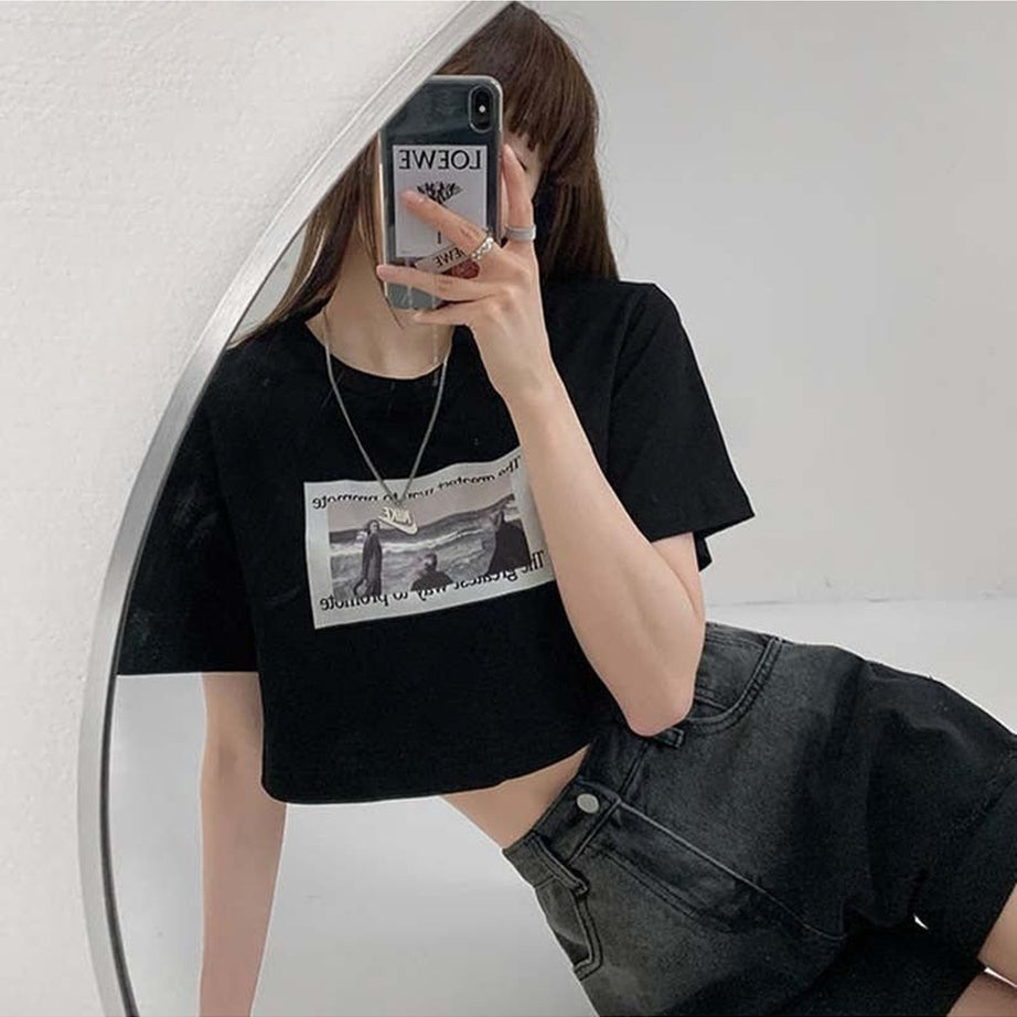 Y2k Acubi Style Cotton Crop Top