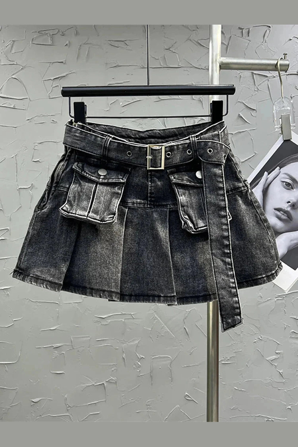 Y2k Grunge Utility Pocket Denim Skirt