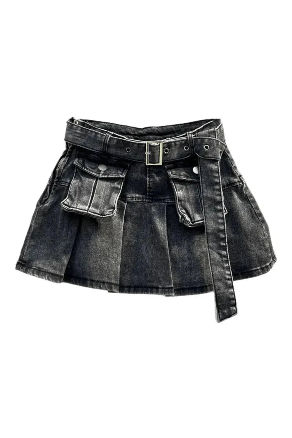 Y2k Grunge Utility Pocket Denim Skirt