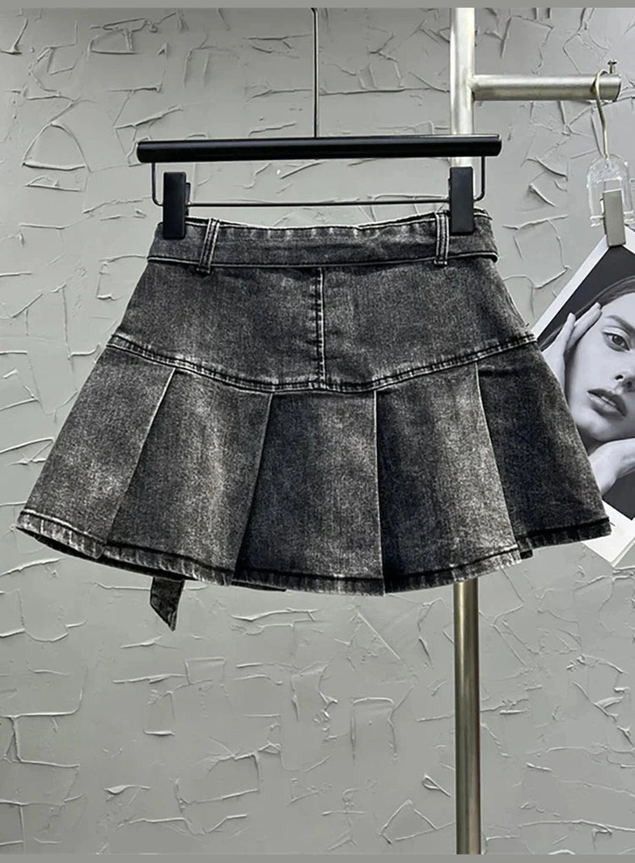 Y2k Grunge Utility Pocket Denim Skirt