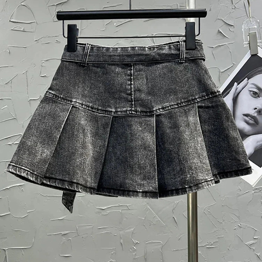 Y2k Grunge Utility Pocket Denim Skirt