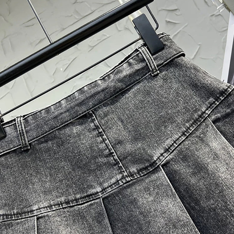 Y2k Grunge Utility Pocket Denim Skirt