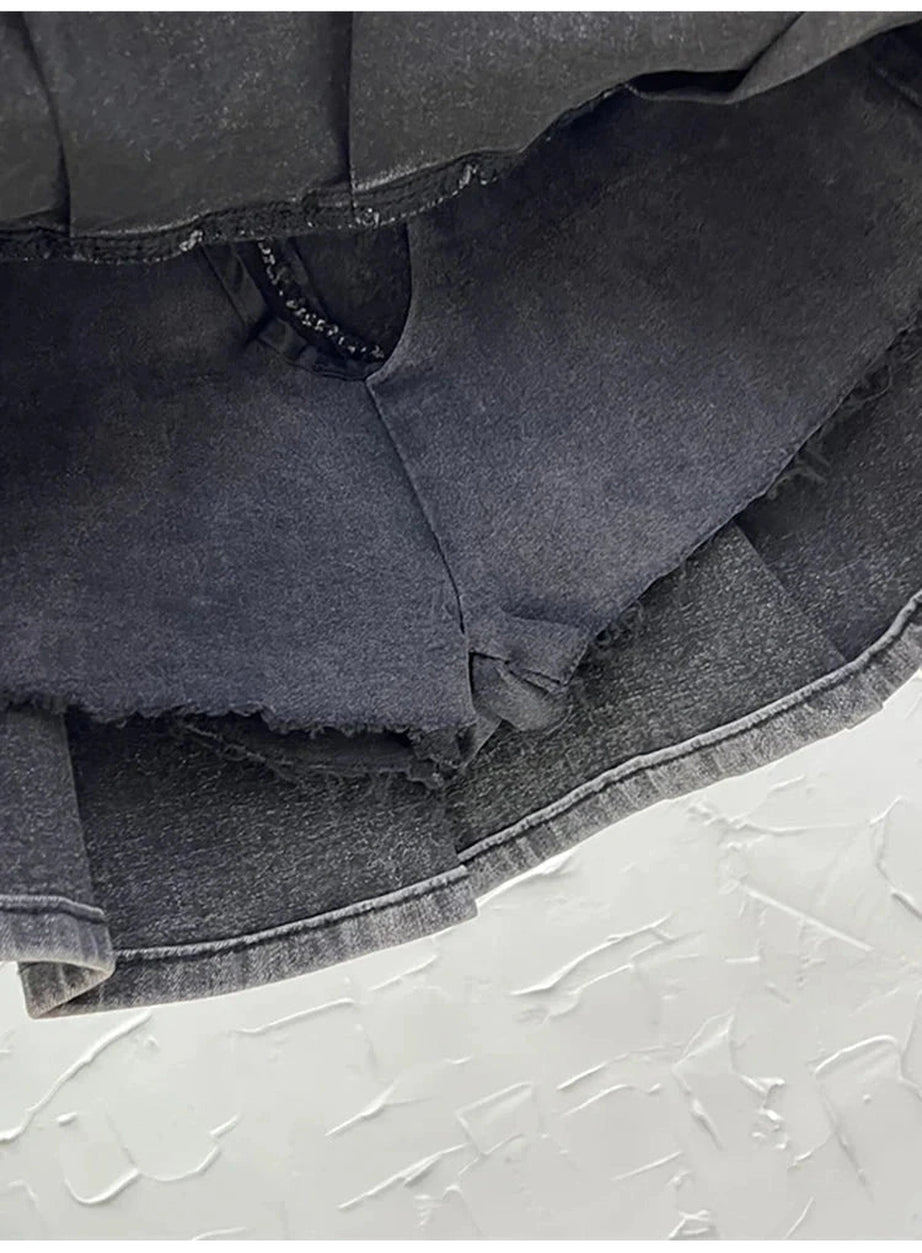 Y2k Grunge Utility Pocket Denim Skirt