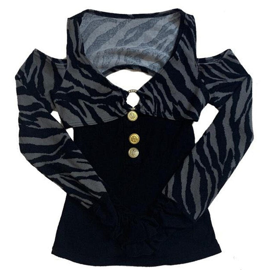 Y2k Grunge Zebra Backless Long Sleeve T-shirt