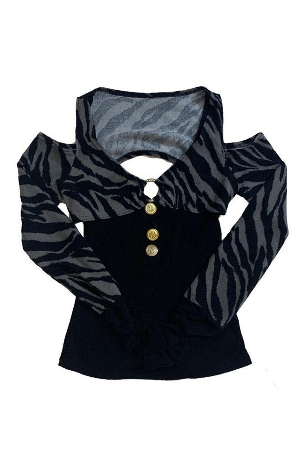 Y2k Grunge Zebra Backless Long Sleeve T-shirt