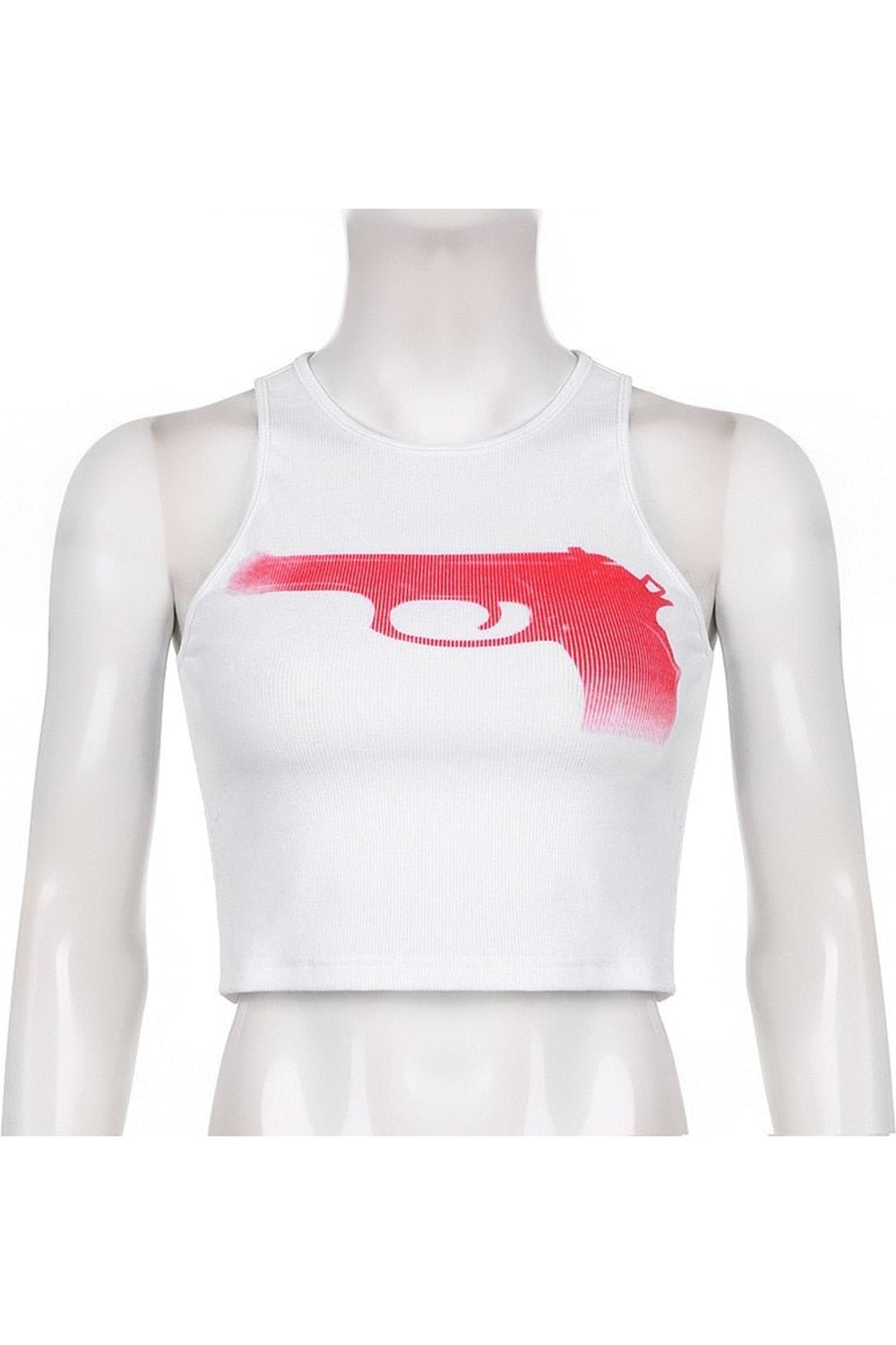 Y2k Gun Print Crop Top