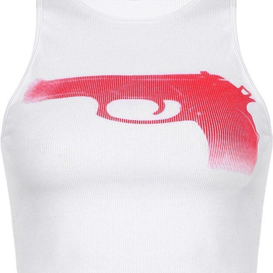 Y2k Gun Print Crop Top