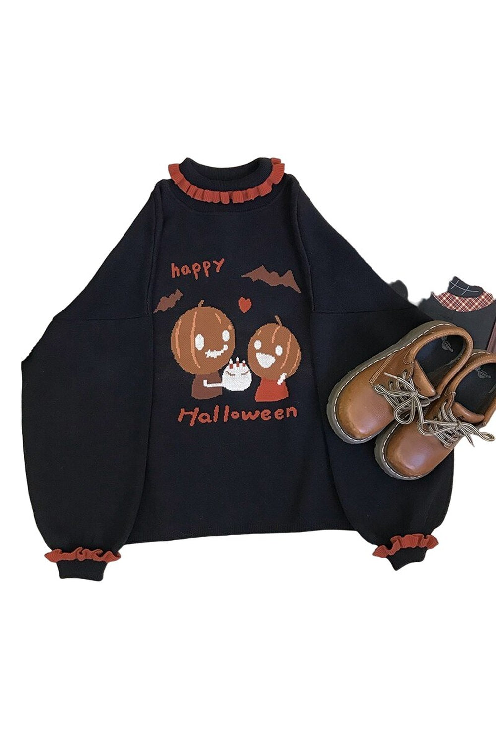 Y2k Halloween Pumpkin Lantern Sleeve Sweater