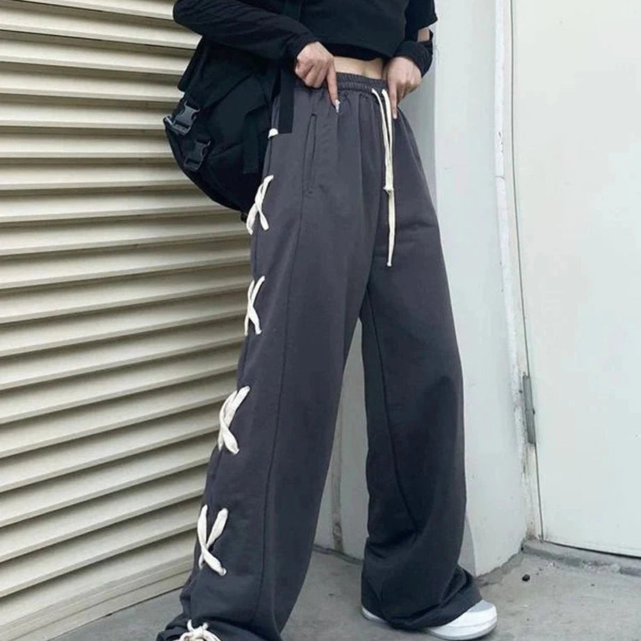 Y2k Harajuku Bandage Wide Pants